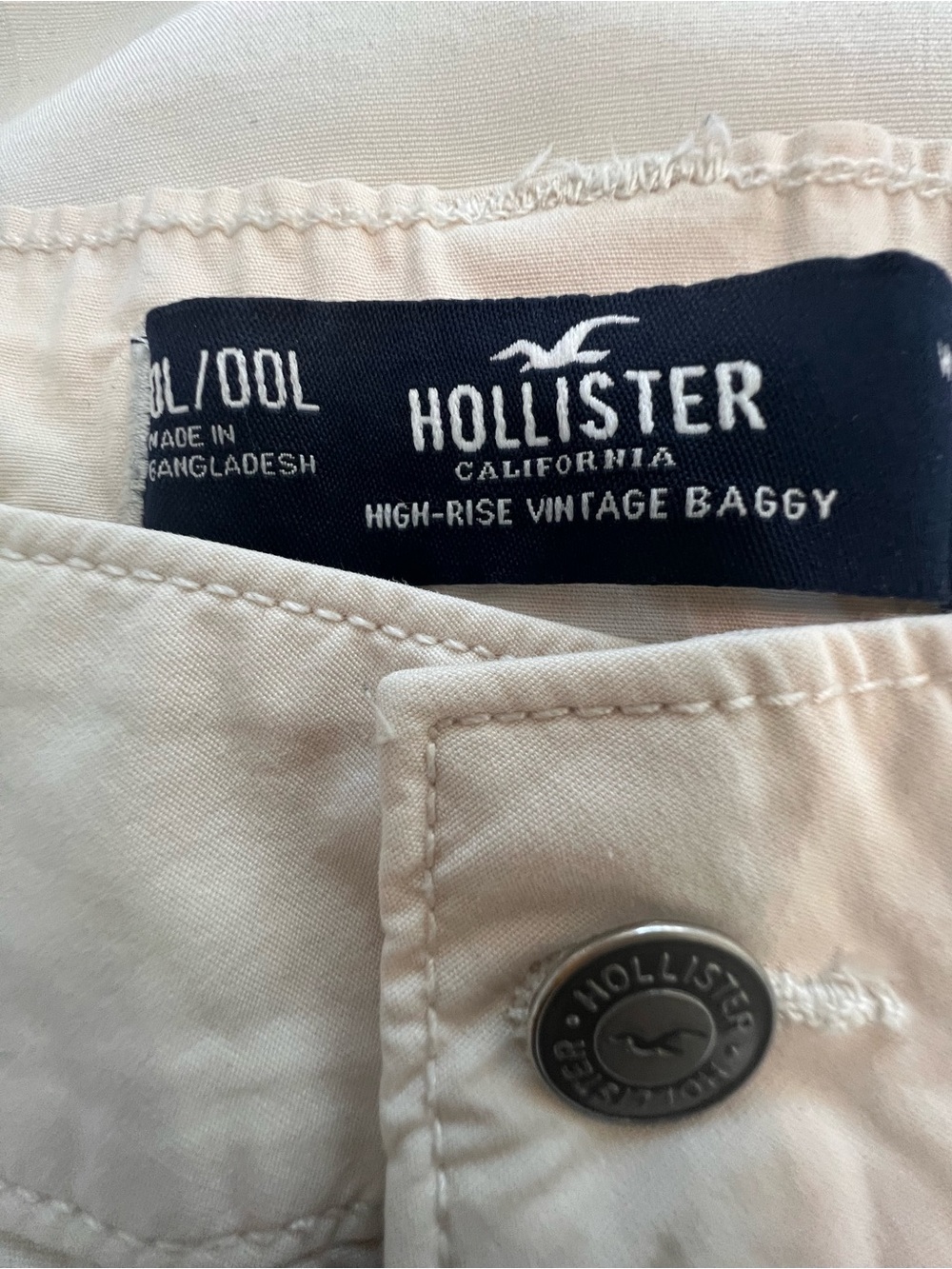 Hollister Cream Wide Leg Cargo Pants Women’s 24 Long High-Rise Utility Trousers - Picture 5 of 9